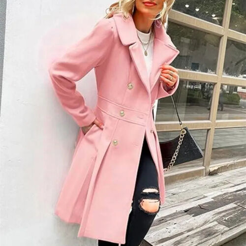 Trench cappotto donna lana invernale gonna doppiopetto infradito foderato donna - Foto 16 di 28