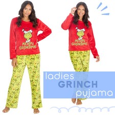 Ladies The Grinch Pyjama Set Xmas PJ Womens Loungewear Christmas Lounge Set S-XL