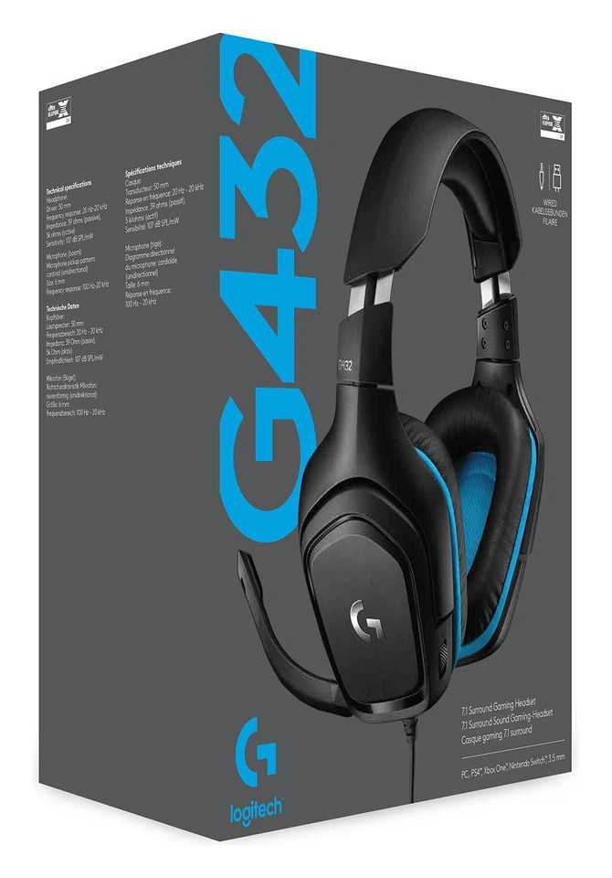 Logitech Cuffie gaming G SERIES G432 7.1 Black e Blue 981 000770 - Immagine 2 di 4