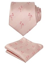 Mens Colorful Pattern Tie with Pocket Square 3.15inches One Size 073-pink