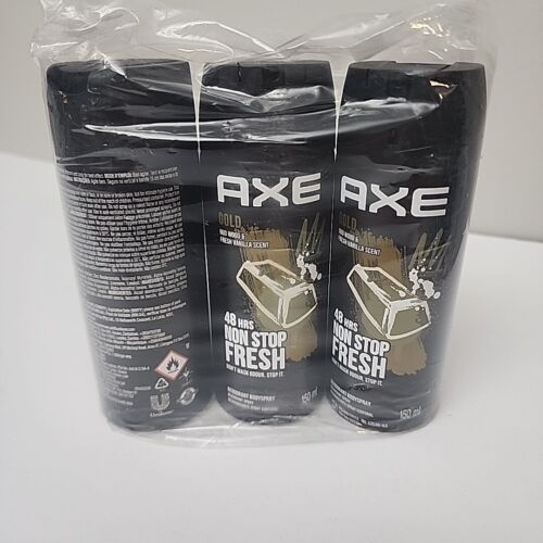 AXE Gold OUT WOOD & DARK VANILLA 48-Hour Fresh Deodorant Body Spray 150ml 3Pack