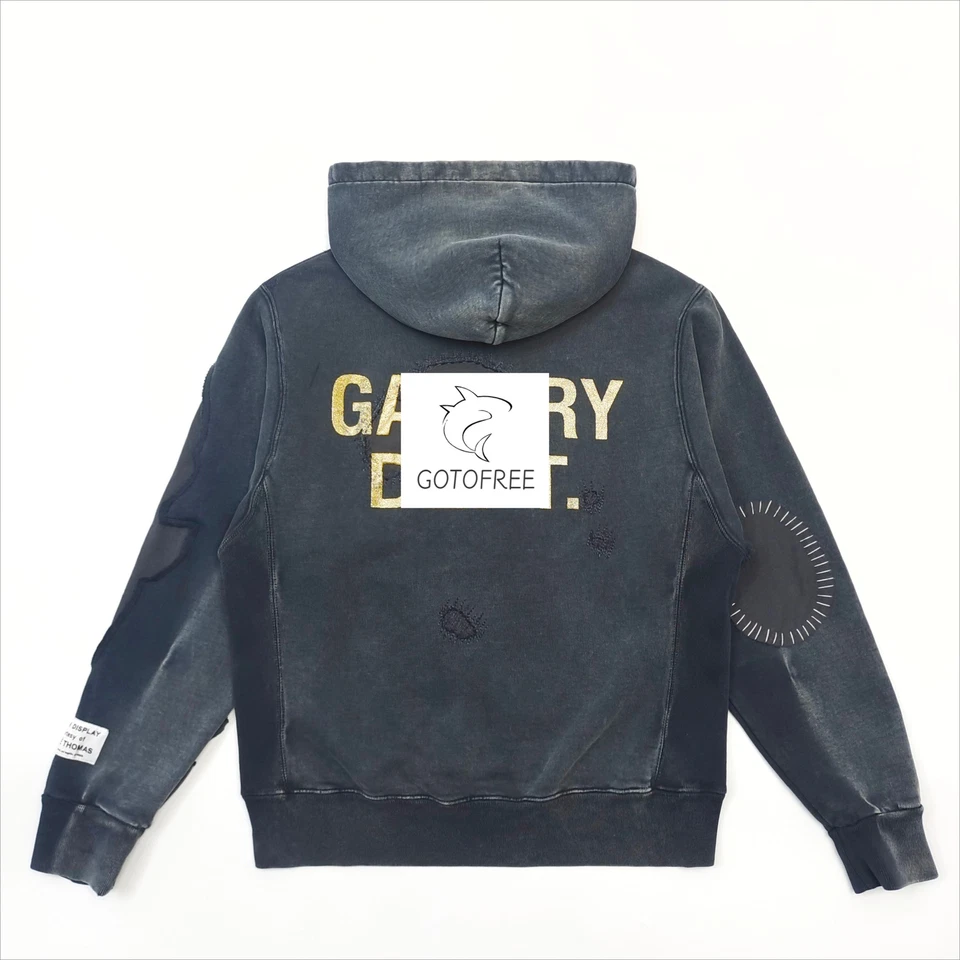 GOTOFREE 25SS NEW VINTAGE DISTRESSED HOODIE HOODED PULLOVER JUMPER SWEATSHIRT - Image 2 of 4