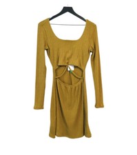 Stitch & Pine NWT Sz: Lg Ribbed Knit Bodycon Open Cut Peekaboo Long Sleeve Dress