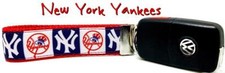NY Yankees Key Fob Wristlet Keychain 1"wide Zipper pull Camera strap handmade