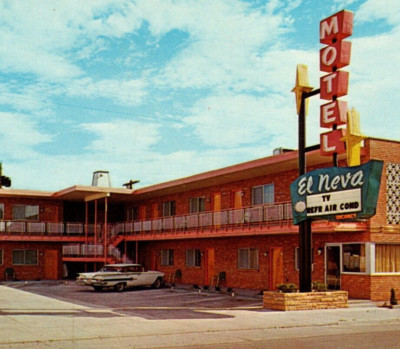 Elko Nevada El Neva Motel 60s Car Old National Road  -A62