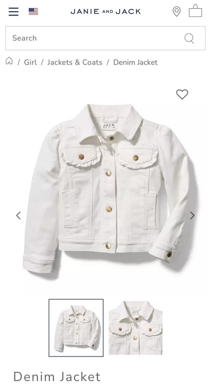 $69 Janie and Jack Girls 7-8 Spring Summer White Ruffle Denim Jean Jacket EUC!!