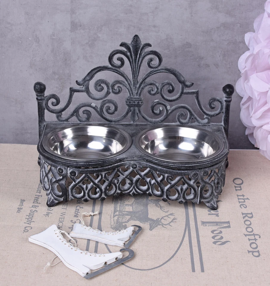 Fressnapf Futternapf Hundenapf Doppelnapf Futterstation Gusseisen Wassernapf neu - Bild 4 von 4