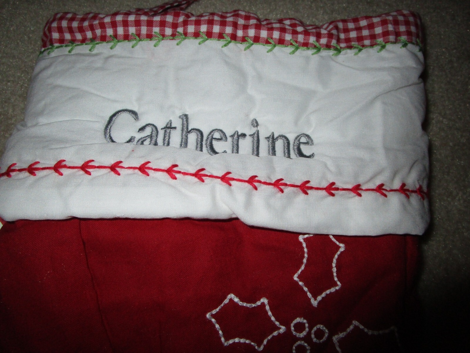 NEW POTTERY BARN CHRISTMAS SNOWFLAKE QUILTED STOCKING MONOGRAM