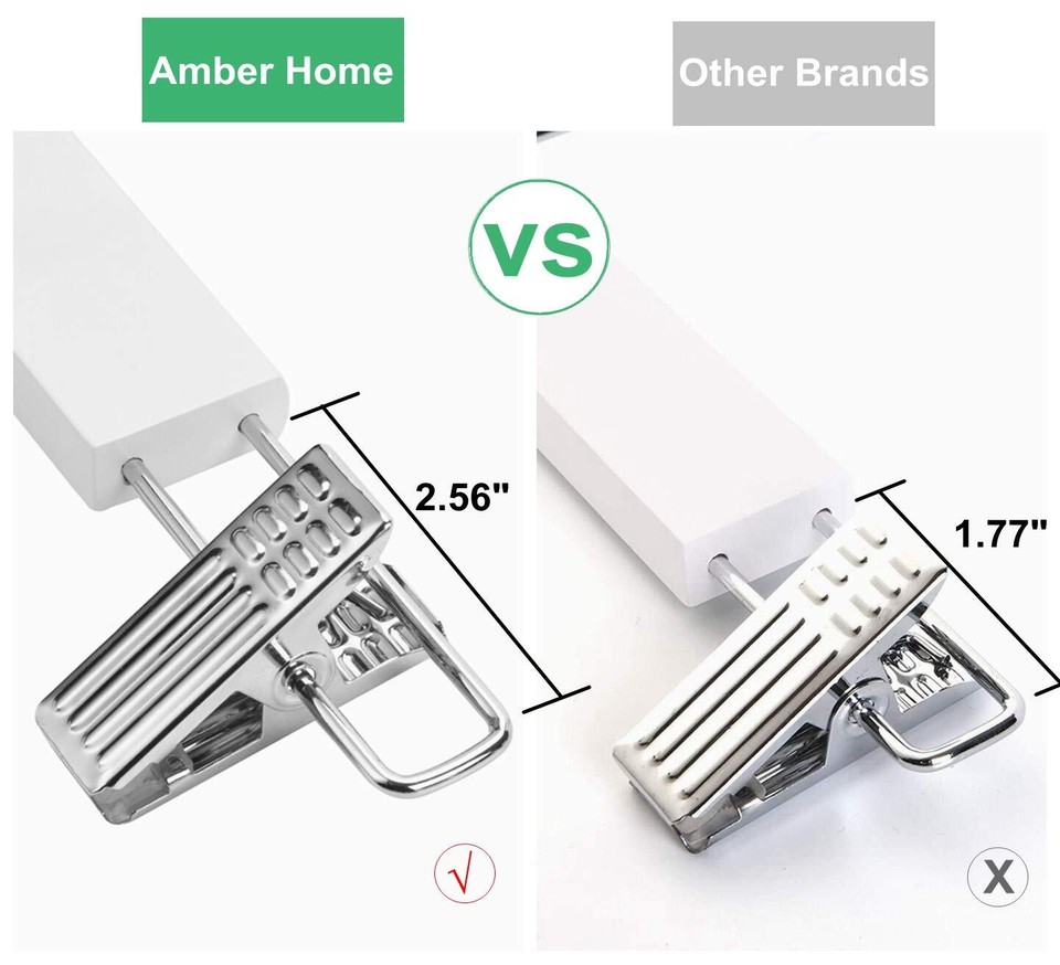 10 Pack 14.17" Solid White Wooden Pant Skirt Hangers, Bottom Hangers