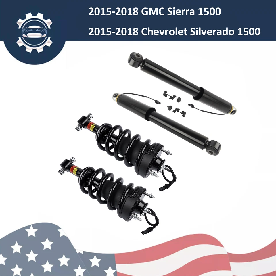 Conjunto de 4 piezas de puntal delantero y resorte + amortiguadores traseros para 15-18 GMC Sierra 1500 MagneRide Foto 4 de 4