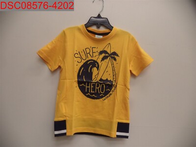 NWT - Boboli Boys Yellow Surf Graphic Tee, Size 5 8434484981845