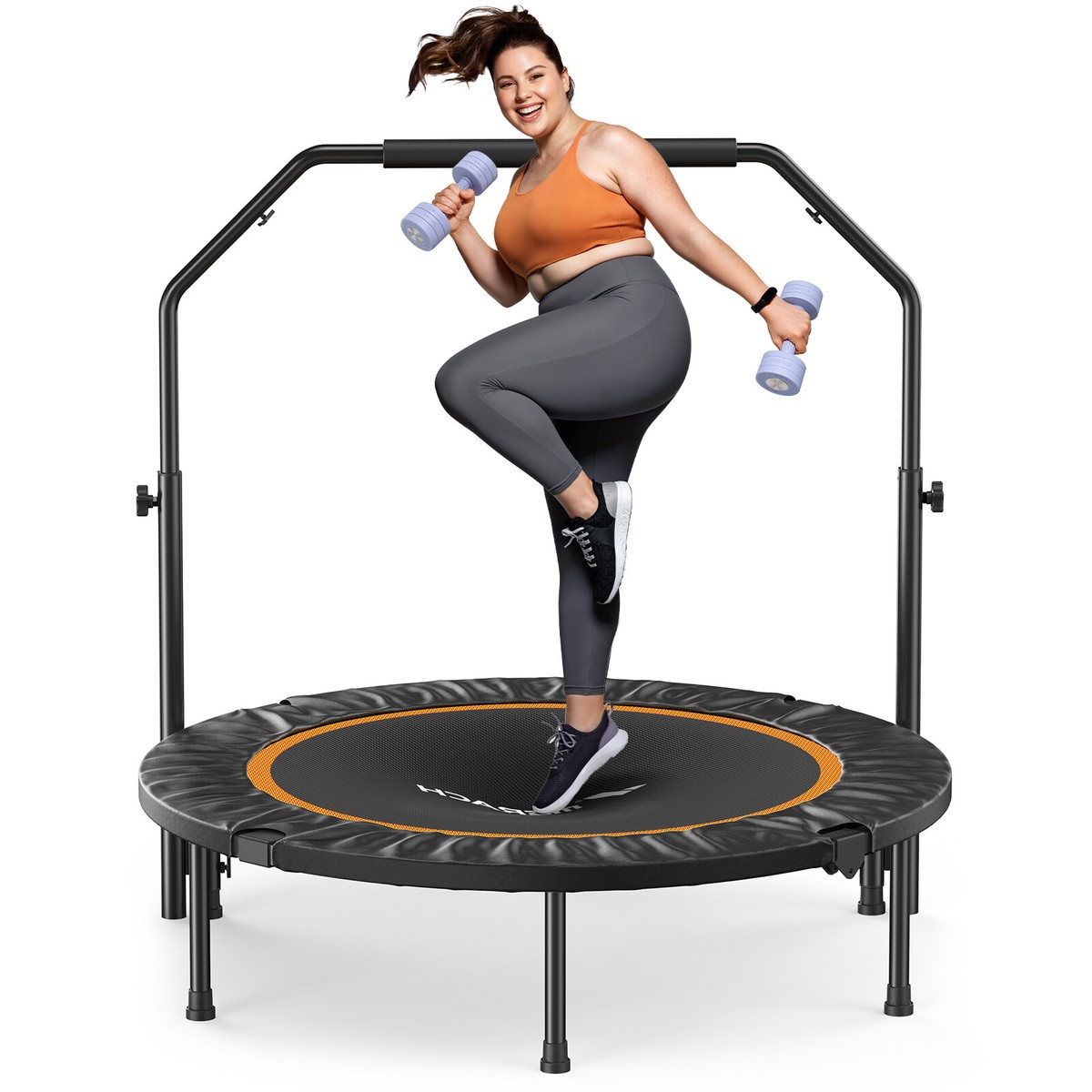 Fitness Rebounder Mini-Trampolin - Verstellbarer Griff Bis 150kg