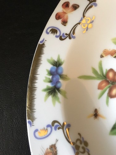 I Godinger & Co Yorkshire Soup Bowl Fruit Butterfly Bee Gold 8.5" no use marks - Picture 10 of 12