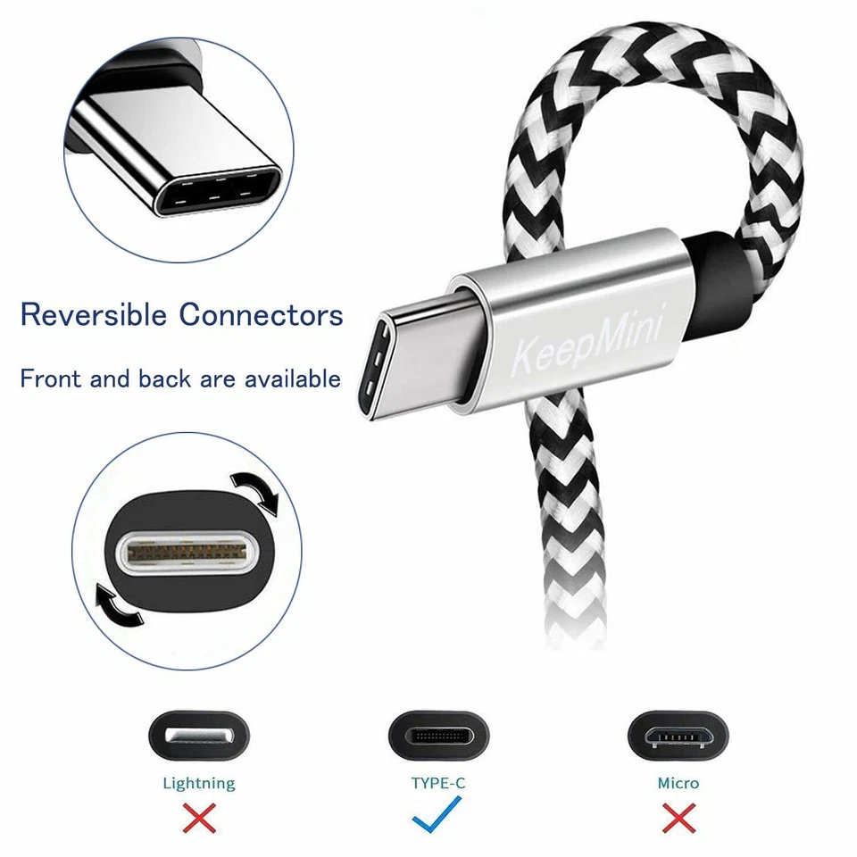 Cable de carga rápida USB-C tipo C de 6 pies para OEM GALAXY PIXEL SWITCH HUAWEI LG Foto 2 de 4