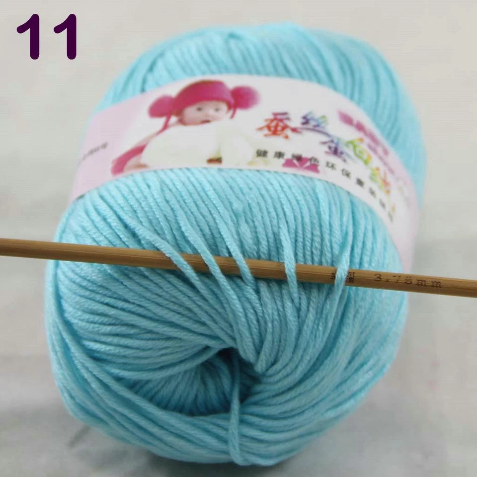 Nuevo 1 bola X50 g fino cachemir suave seda terciopelo bebé dedo prendas de punto bufanda hilo 11 Foto 2 de 3