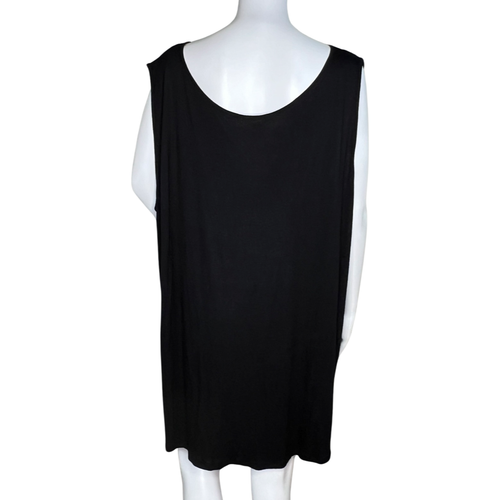Dantelle Shirt Womens 3X Black Sheer Front Chiffon Mixed Media Asymmetric Hem - Picture 4 of 7