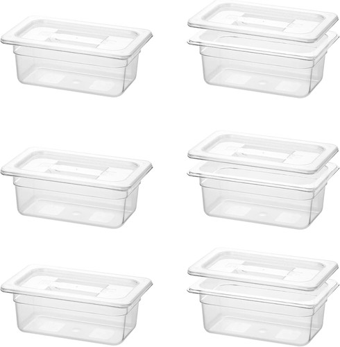 Commercial Grade 6 Pack Food Storage Containers - Non-Stick Polycarbonate Pans - Picture 3 of 10