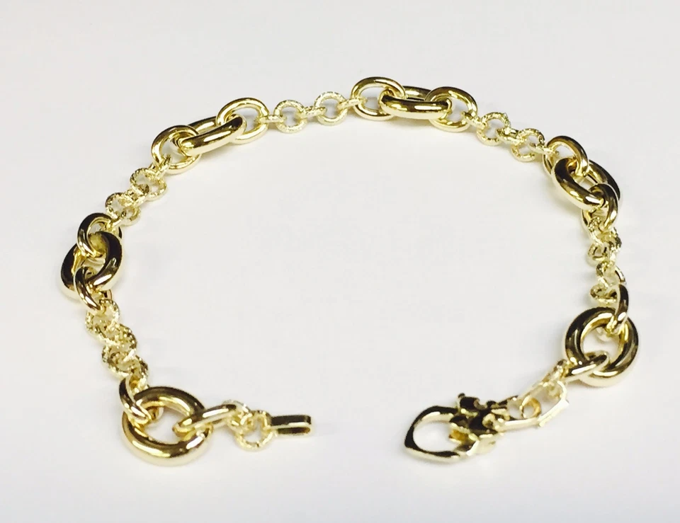 Pulseira de ouro amarelo 14kt DESIGNER FASHION link 7,5" 8,5 mm 5 gramas