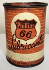 Vintage Phillips 66 Lubricants Grease One Pound Metal Can Gas Station Oil Sign