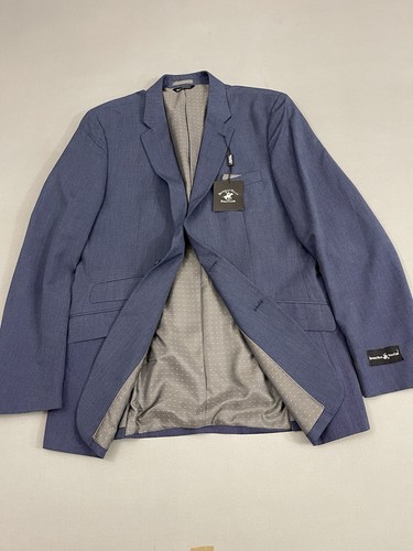 Beverly Hills Polo Club Blazer Mens Size42R Blue Linen Polyester New With Tags - Picture 15 of 17