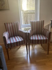 Two Vintage Armchairs Sofa And chair Company Red And Beige Stripes