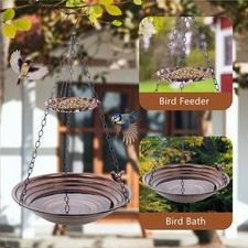 Hanging Bird Feeder Rustproof Bird Feeder 2 Layer Attracting Wild Birds with