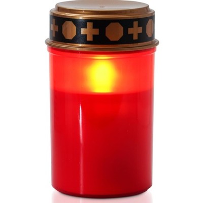 Elegante Flammenlose Grabkerze, 7x12,5cm, Rot, Zeitgesteuert &
