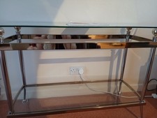 Mark Webster Sofa Table Glass, Silver and Gold Tone