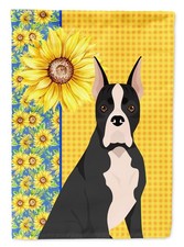 Caroline's Treasures Summer Sunflowers Black Boxer Garden Flag WDK5347GF
