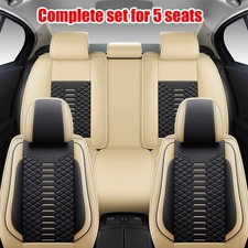 Full Set Leather Seat Covers 5-seats Protector Beige Pickup Truck Suv Universal Full Set Leather Seat Covers 5-seats Protector Beige Pickup Truck Suv Universal