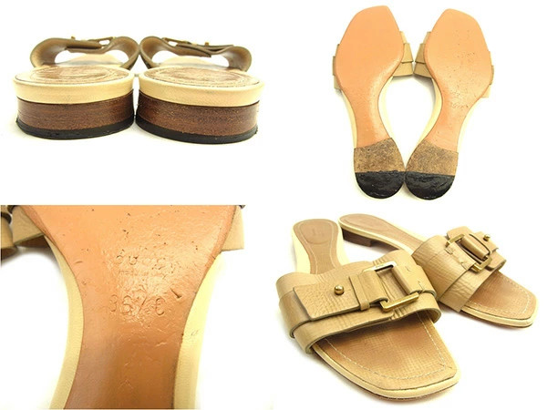 GUCCI Sandals #36 1 2C Women's Beige Leather T1334 Brand High Brand Vintage thumbnail 6