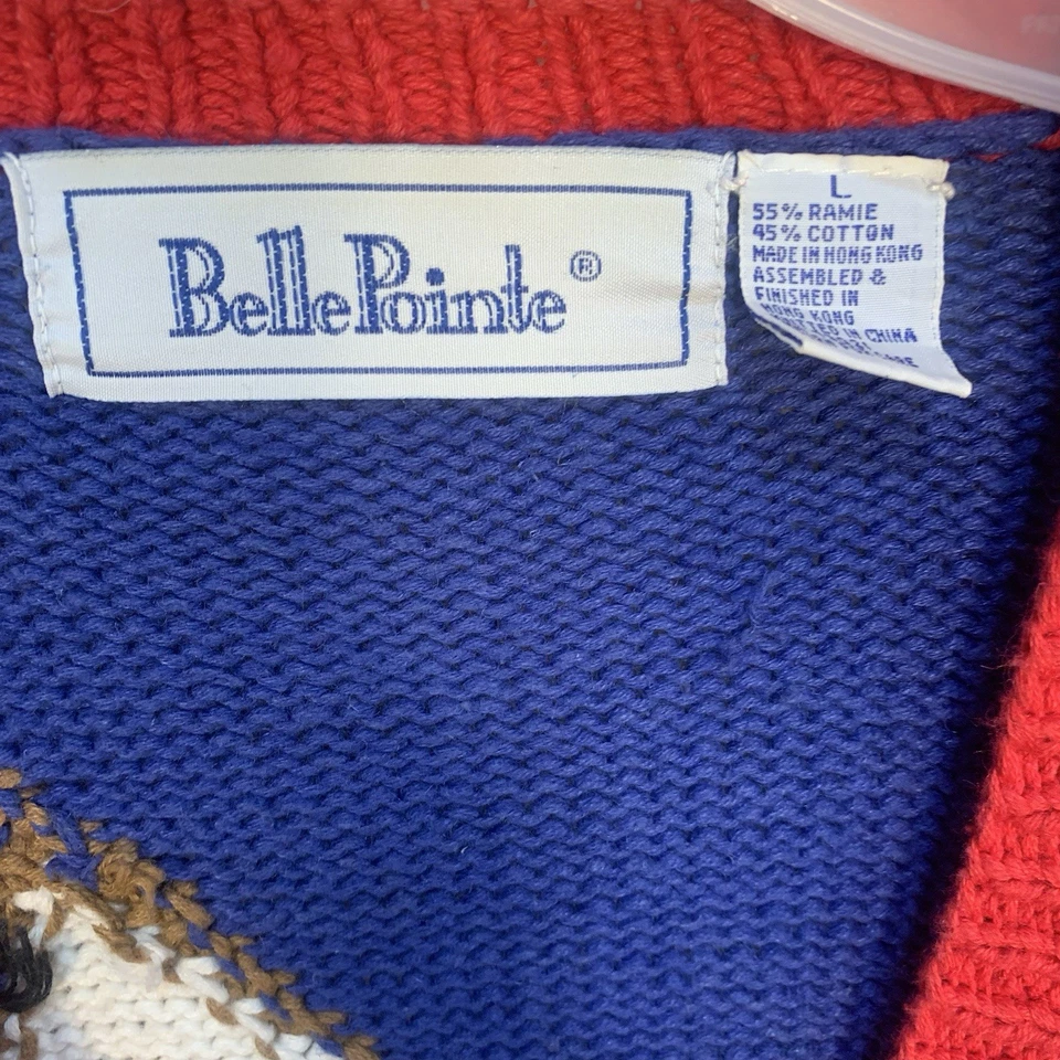 De Colección Belle Pointe Tienda de Bicicletas Helados Jardines Novedad Cárdigan Suéter Tejido Talla M Foto 4 de 4