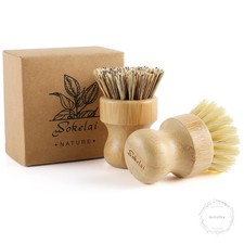 Bamboo Dish Scrub Brushes Set for Kitchen Wooden Cleaning Scrubbers Brushes,