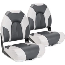 NORTHCAPTAIN Deluxe Charcoal/Light Grey High Back Folding Boat Seat, 2 Seats