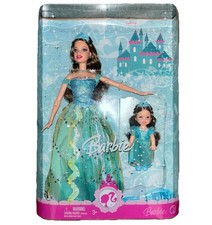 2007 Princess Barbie & Kelly Sisters bambola cofanetto edizione straniera verde acqua/verde nuovo con scatola 