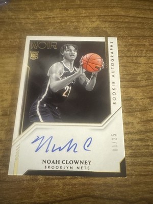 Noah Clowney 2023-24 Panini Noir 01/25 Auto Gold Rookie BOOKEND RC Nets #397