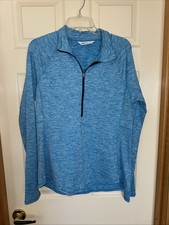 DSG Women  s Blue Poly Semi-Fitted 1/4 Zip Gym Sport Hike Top Size XL