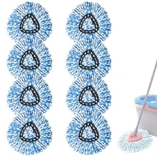 8 Pack Spin Mop Replacement Heads 100% Microfiber Refill 360° Spinning for Floor