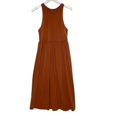Zara M Womens Midi Tank Dress Rust Terracotta Brown Summer Normcore Scandi