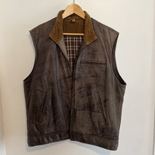 Vintage 80's Leather Banana Republic Safari Photojournalist Bomber Vest in Large