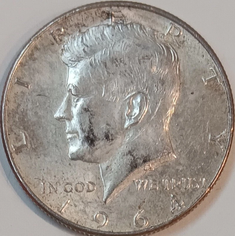 Lote de medio dólar 1964 x2, 1964-D x4 90 % y 1966 40 % plata AU John F Kennedy JFK Foto 2 de 4