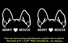 Dog Ears Adopt Rescue Two PK 4" Vinyl Decals Car Truck Window Door Laptop Tablet