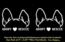 Dog Ears Adopt Rescue Two PK 4" Vinyl Decals Car Truck Window Door Laptop Tablet
