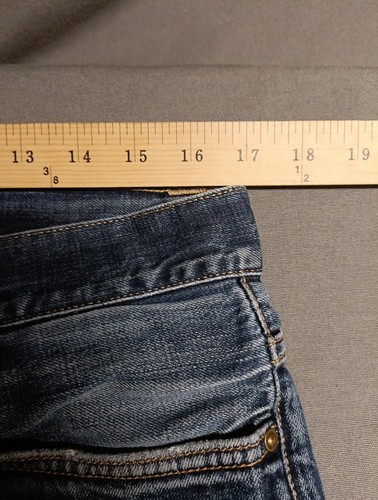 CARHARTT WIP Kinney Jeans Mens 34x31 Blue Regular Tapered Leather Patch EUC - Picture 9 of 12