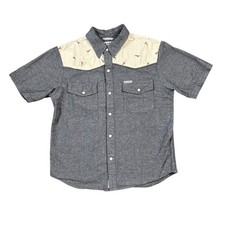 Iron  Resin Gray Short Sleeve Shirt Deer Pearl Snap Freedom Riders Small