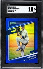 2021 Panini Donruss #150 Jacob DeGrom SGC 10 Holo Blue The Big Apple Variation