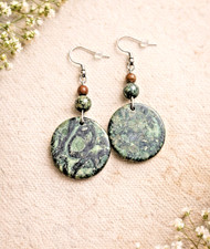 Natural Kambamba Drop Earrings One And A Half Inchs And Solid Copper Beads