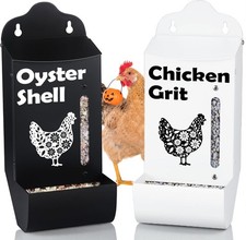 Chicken Grit and Oyster Shell Feeder Combo No-Spill Weatherproof Heavy-Duty Coop