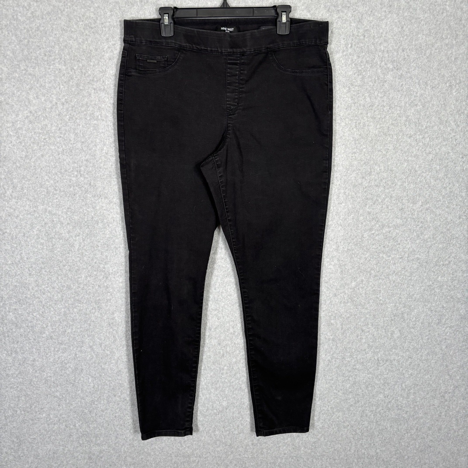 Nine West Jean Women 16 Black Jegging Skinny Pull On Witchy Capsule Classic Moto