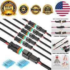 16AWG Waterproof 2 Pin DT Connectors with Heat Shrink Butt Terminals - 6 Kits